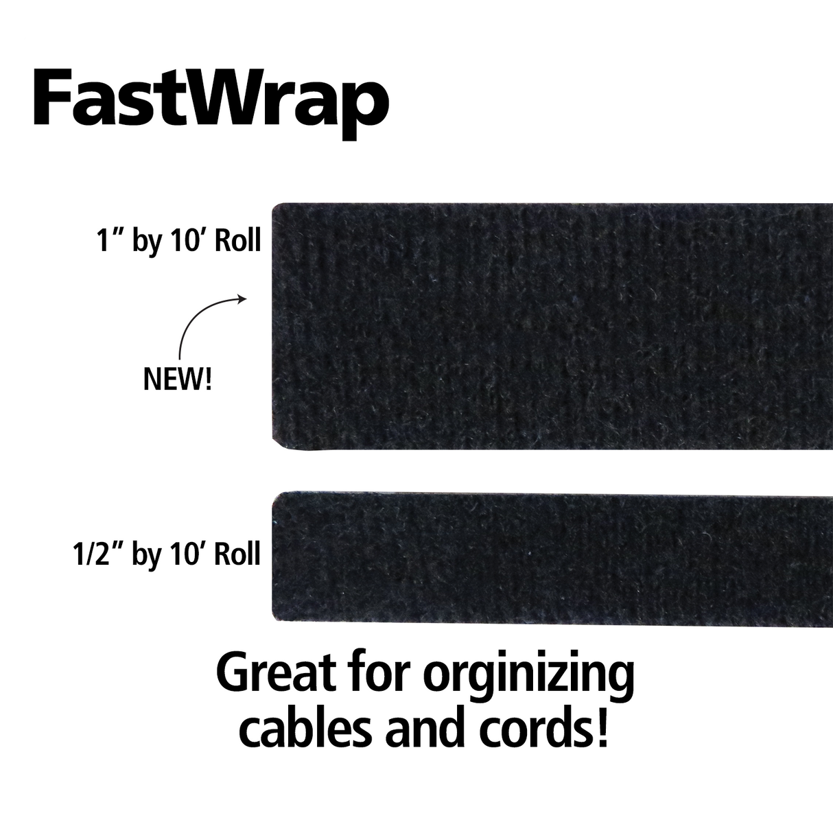 3m long FastCap FastWrap Velcro Organiser, durable Australian-made cable management solution, choose from two widths