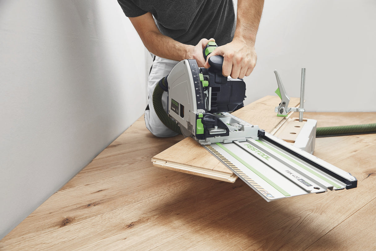 Festool TS 60K plunge-cut saw with 100 Year Limited Edition Systainer and 1400mm Rail in action