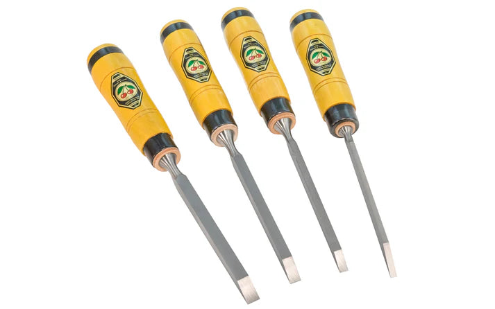 group of four Kirschen Two Cherries Mortise Chisel with Heavy-Duty Wooden Handle