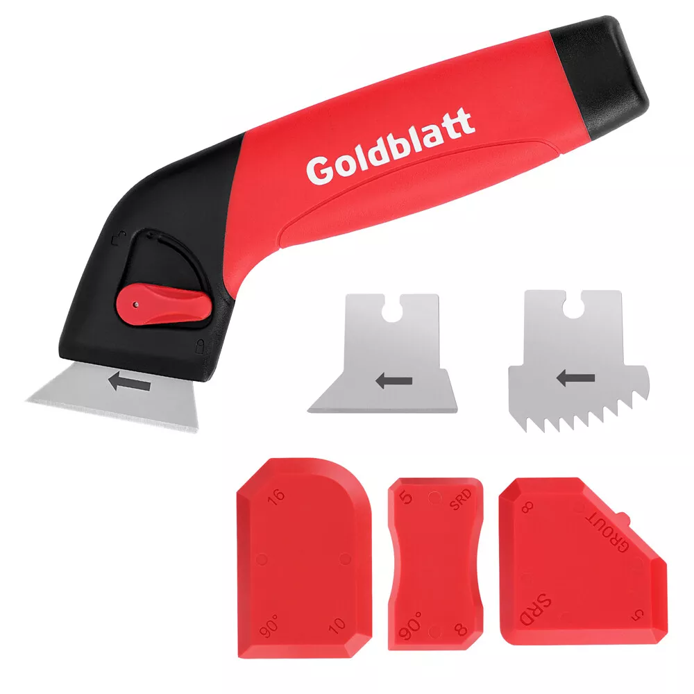 Goldblatt Caulking Tool Kit with stainless steel scraper blades and plastic finishing tools