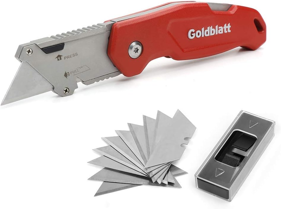 Goldblatt Heavy-Duty Folding Utility Knife with Wire Stripper, durable aluminium body for lasting strength