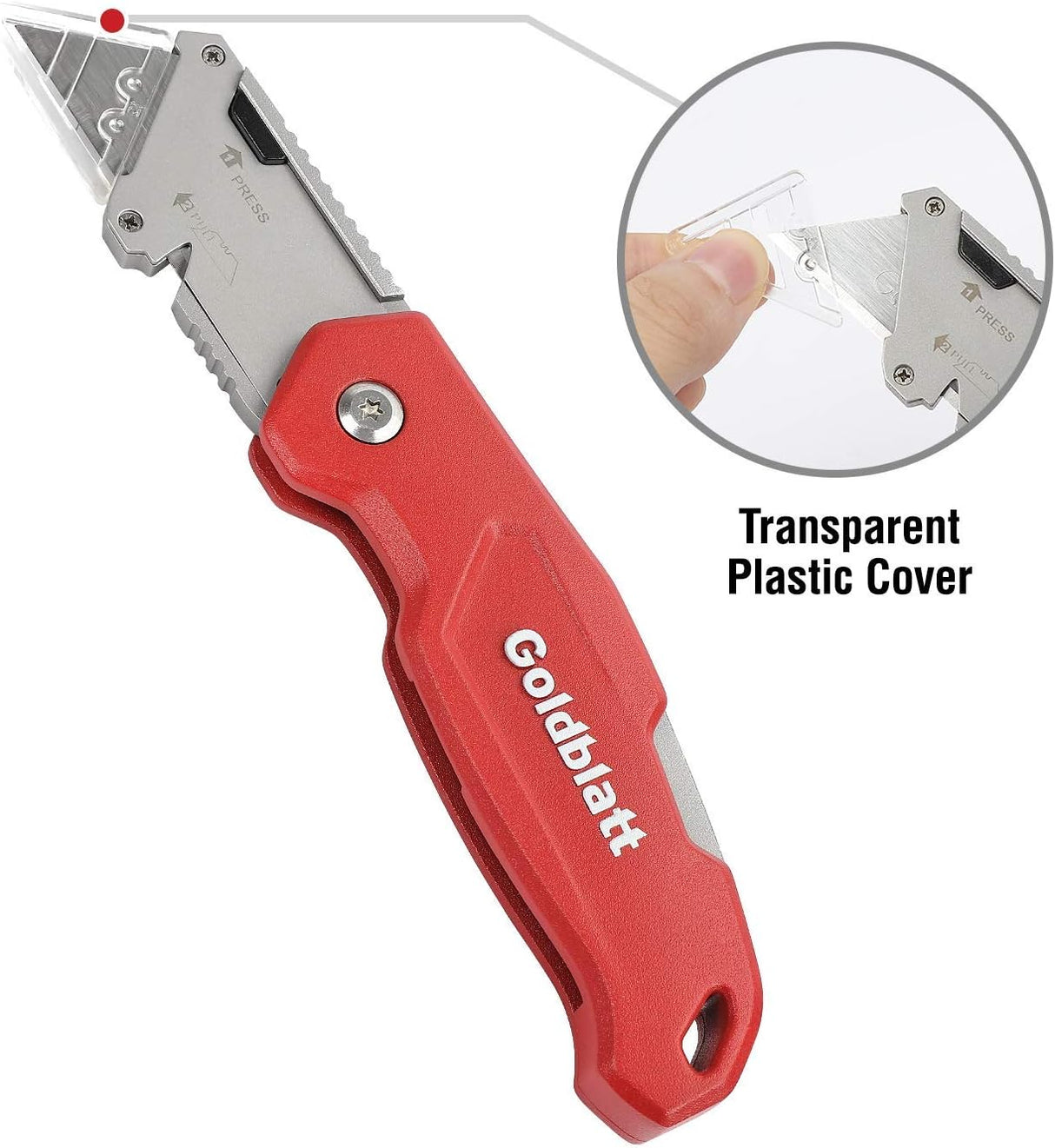 Goldblatt Heavy-Duty Folding Utility Knife with Wire Stripper, angle view showing durable aluminium construction