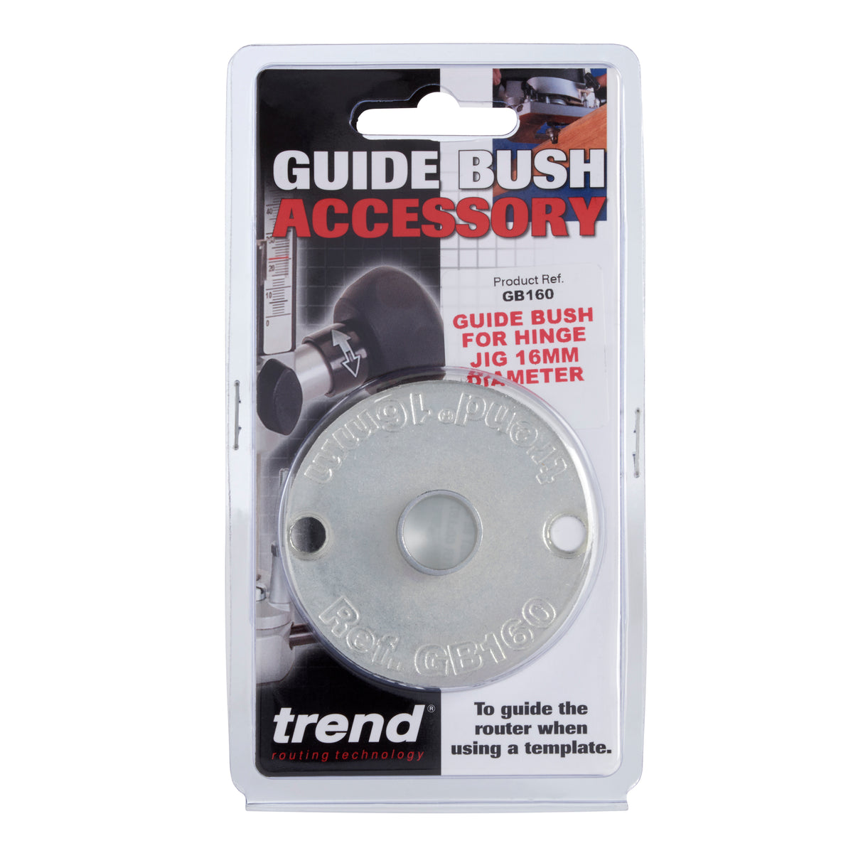 Trend 16mm x 10mm Router Guide Bushing Steel suits Trend Hinge Jigs