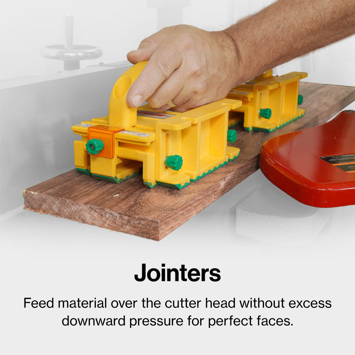 MicroJig GRR-Ripper MAX 3D Pushblock Kit accessories in use on woodworking table