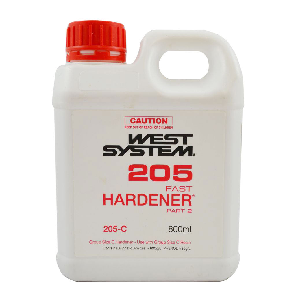 West System 205 Epoxy Resin Fast Hardener, product size options, high-strength plastic solid when mixed with epoxy resin