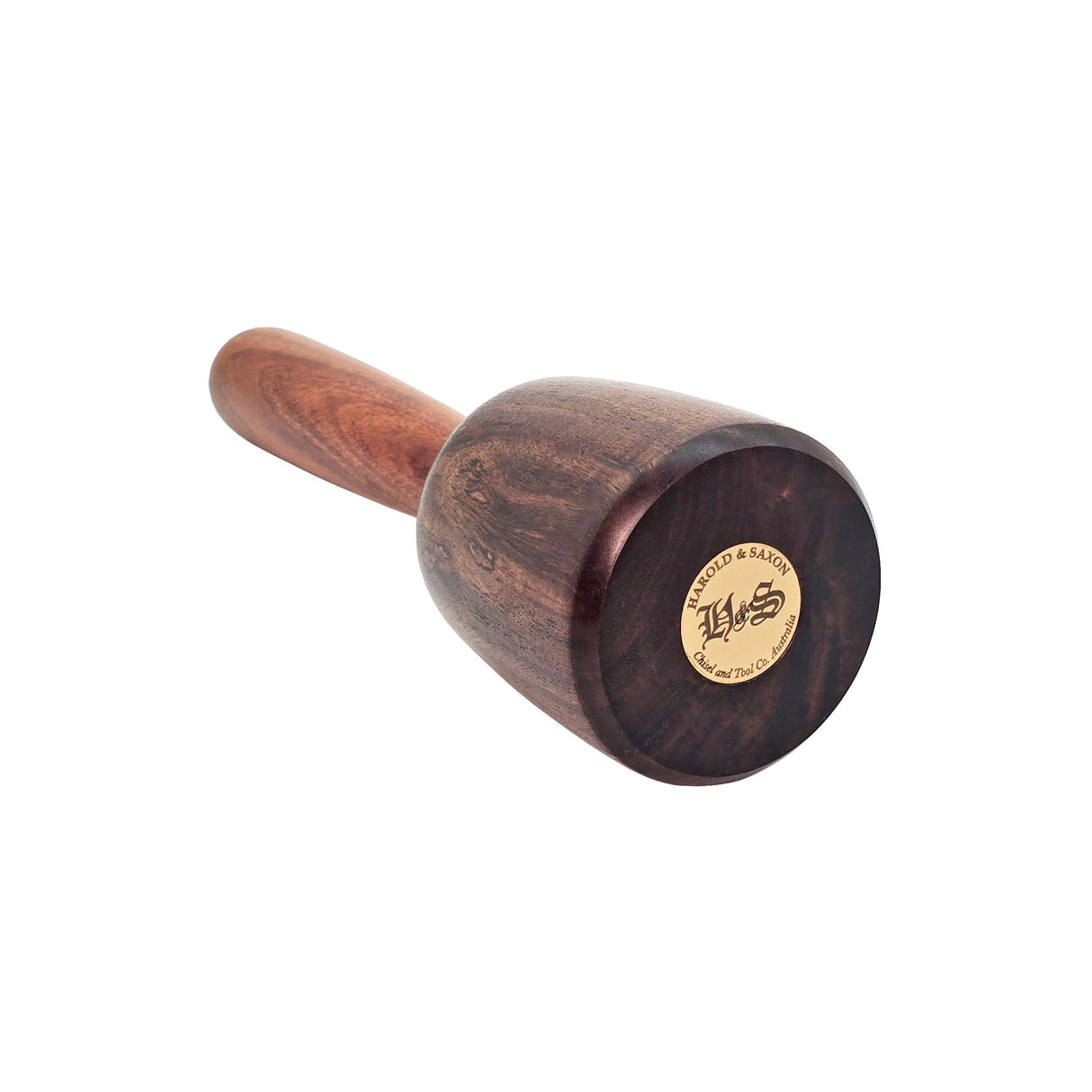 Harold & Saxon Round Carving Mallet Deluxe Desert Hardwood in Australian-made timber with brass accents