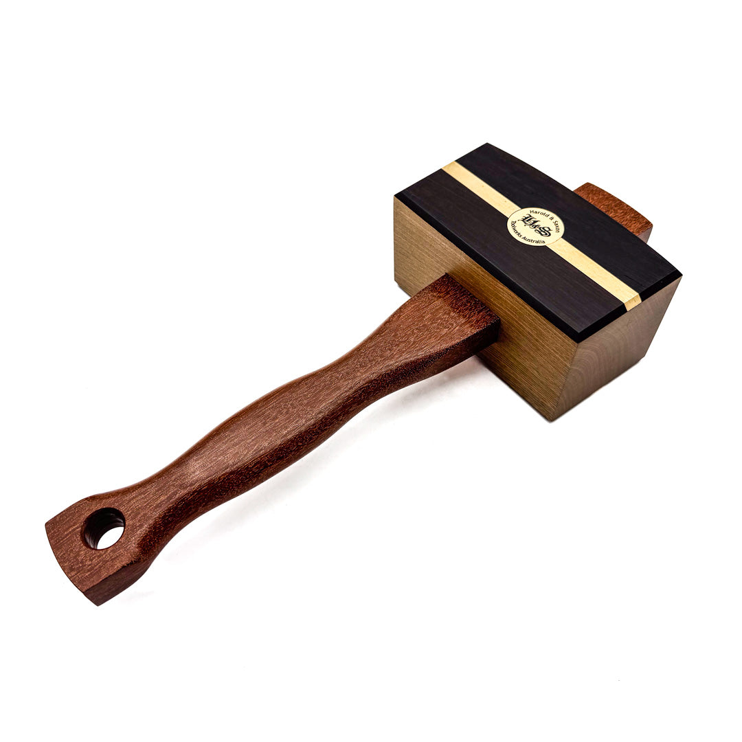 Harold & Saxon Deluxe Carpenters Mallet Coachwood and Exotic Timber Head, handcrafted in Australia from dense desert hardwoods