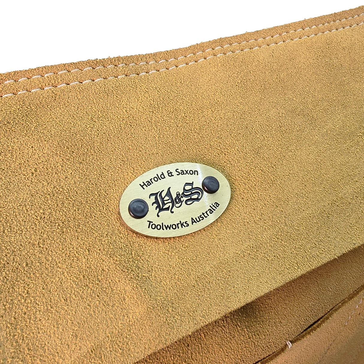Harold & Saxon Suede Leather Tool Roll showcasing nine tool pockets with Australian-made craftsmanship