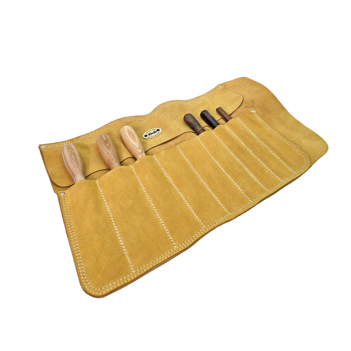 Harold & Saxon Suede Leather Tool Roll with Nine Pockets, Australian-made craftsmanship