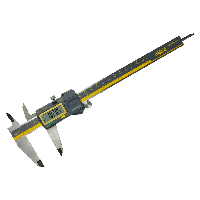 iGaging OriginCal Digital Vernier Calipers showing stainless steel bar and dual Metric Imperial display