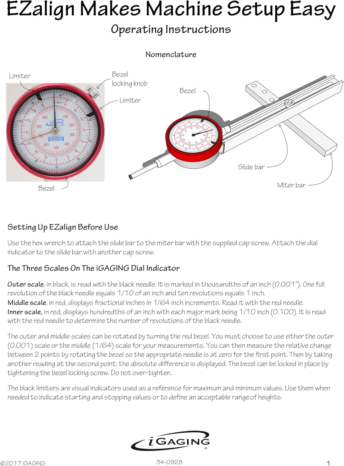 iGaging EZ-Align Dial Indicator for precise table saw alignment