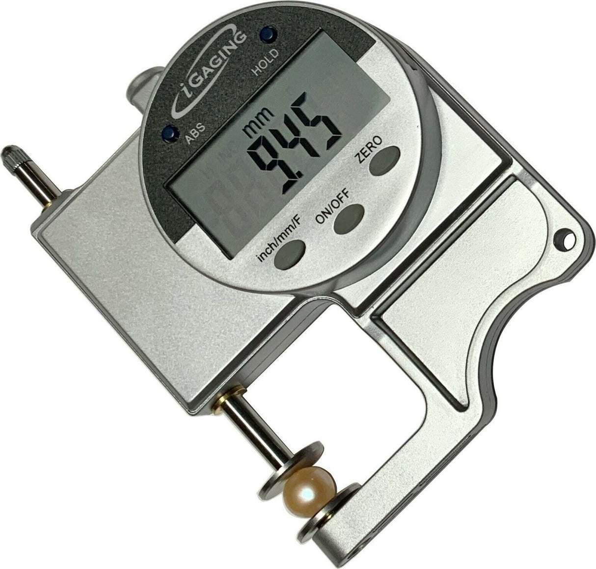 iGaging Digital Snap Thickness Gauge with Carbide Tips in action