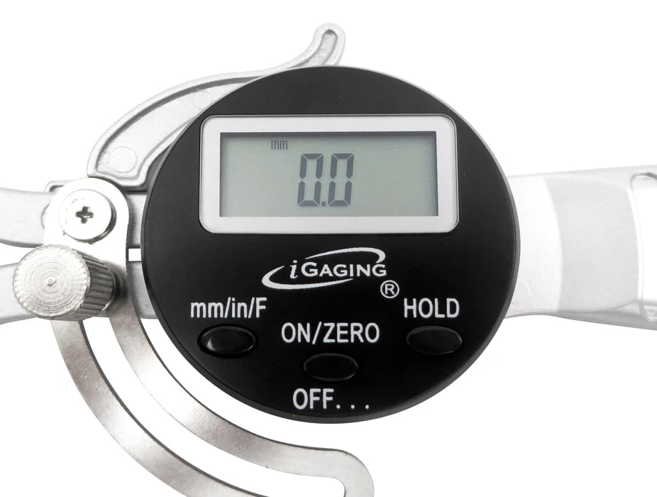 iGaging Outside Calipers Digital Metric & Imperial - Close-up view showing large digital display with Metric and Imperial readings