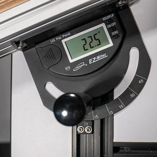 iGaging EZ Digital Mitre Gauge with Fence, clear digital display showing angle, woodworking tool Australia