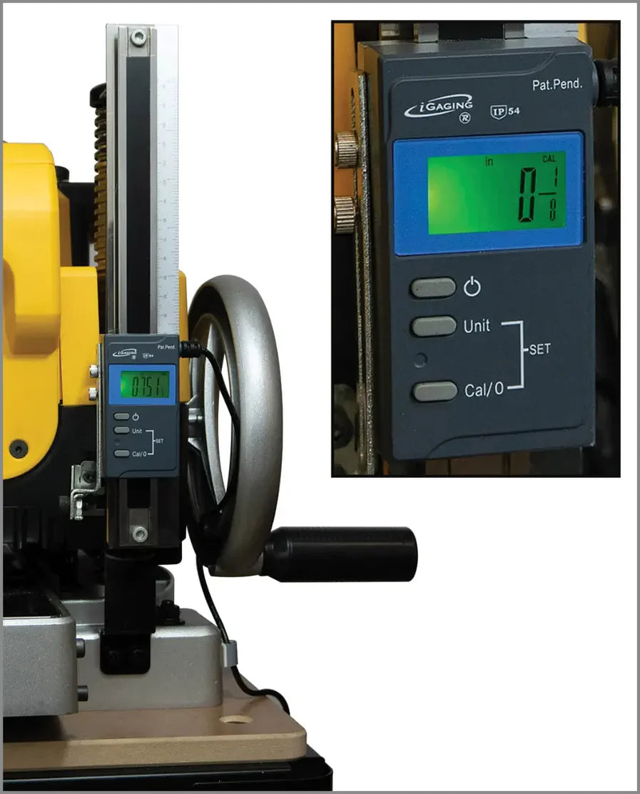 iGaging Digital Readout for Thicknessers DRO close-up display metric and imperial measurements