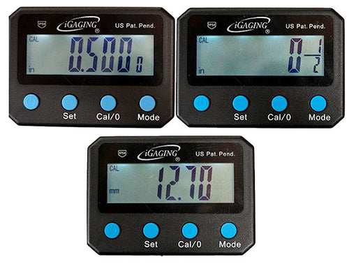 iGaging Router Table & Planer DRO Kit in use, displaying precise measurements for woodworking tasks