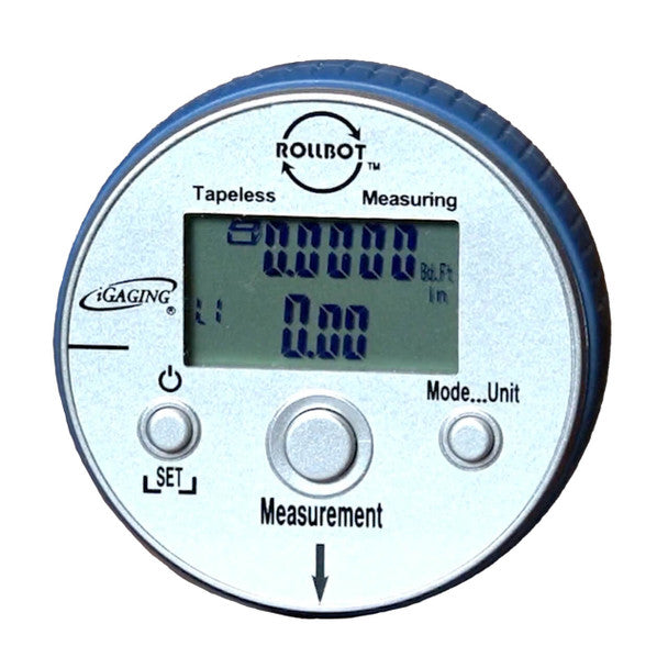 iGaging RollBot digital tape measure showing area & cubic calculations feature in Australian woodworking tools store