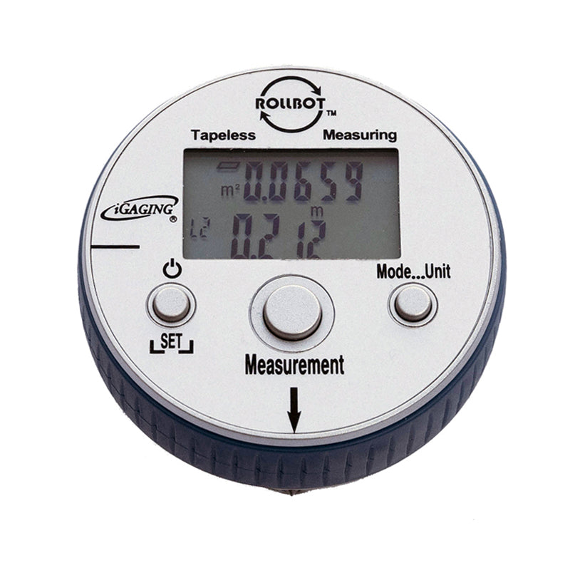 iGaging RollBot Digital Tape Measure showing its sleek design and functionality