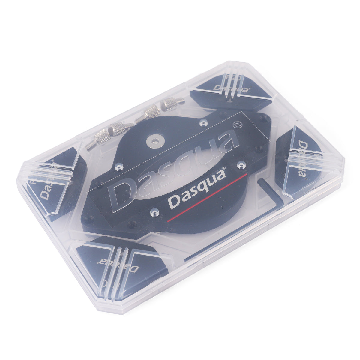 Dasqua Corner Radius Template Set showing six metric router jig radii sizes
