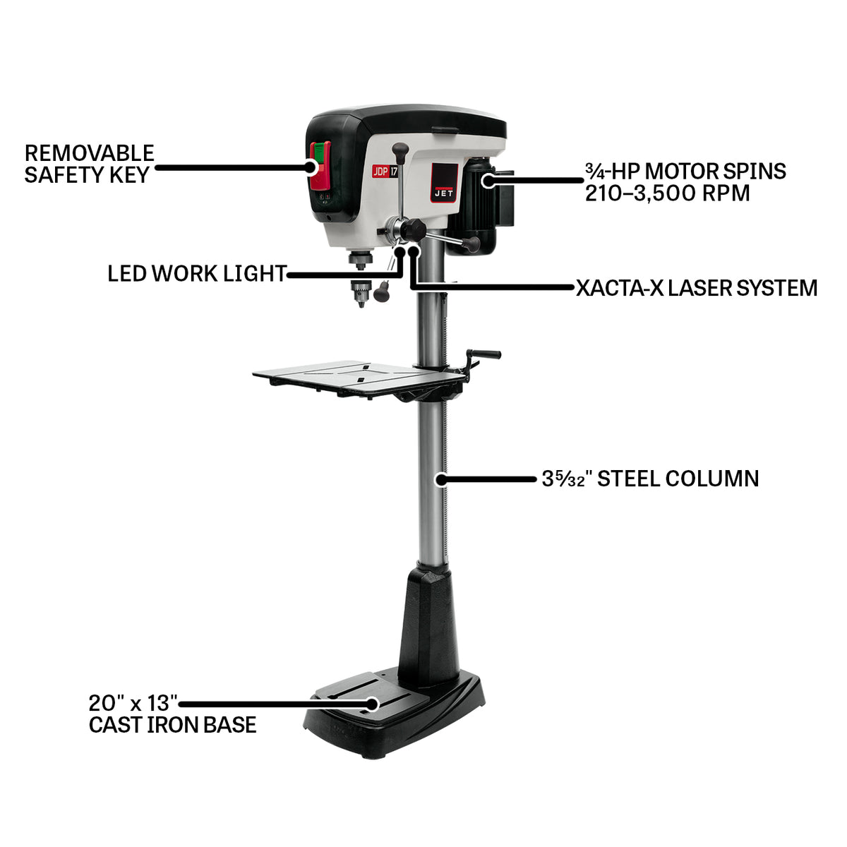 JET Tools 17in Drill Press 550W Floor Standing