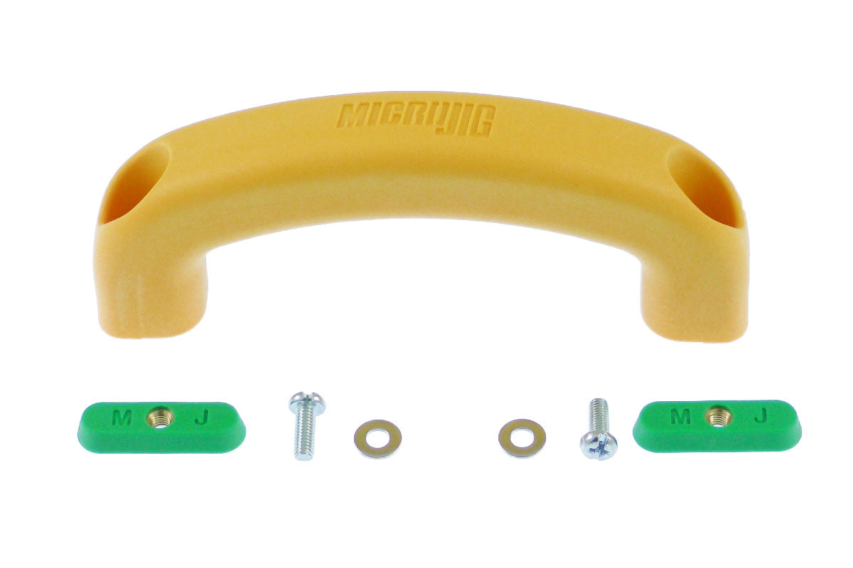 MicroJig MatchFit Dovetail Jig Handle attachment for improved control and grip on woodworking jigs and sleds