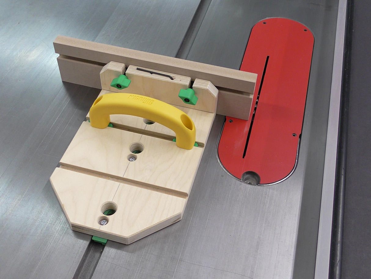 MicroJig MatchFit Dovetail Jig Handle installed on woodworking jig