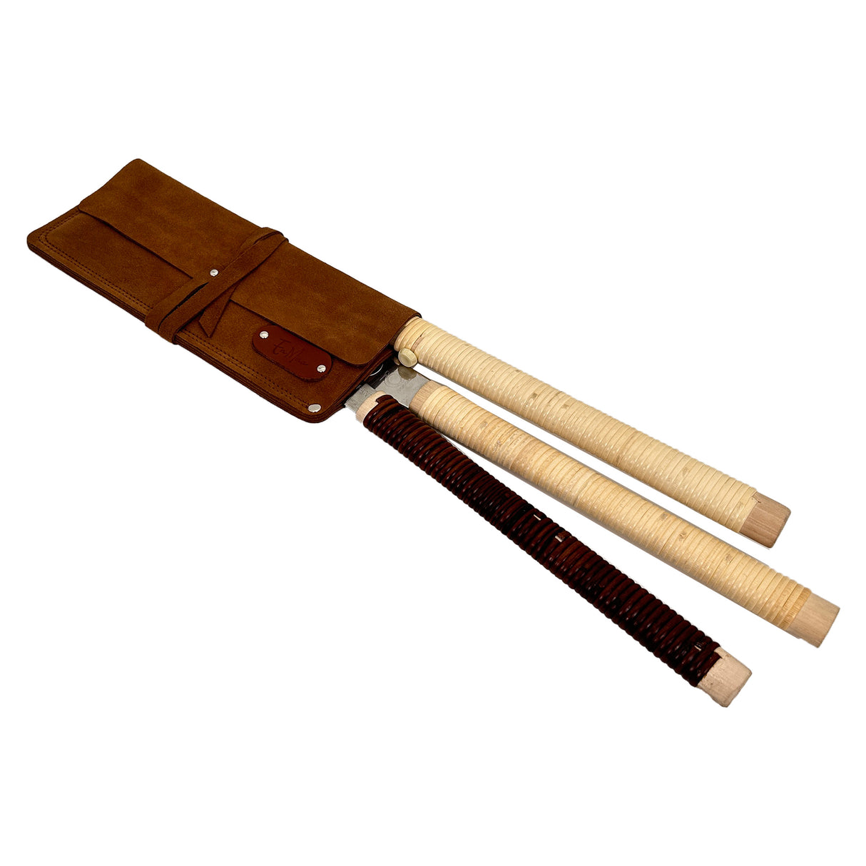En Mina 3-Slot Japanese Hand Saw Roll Tan Leather