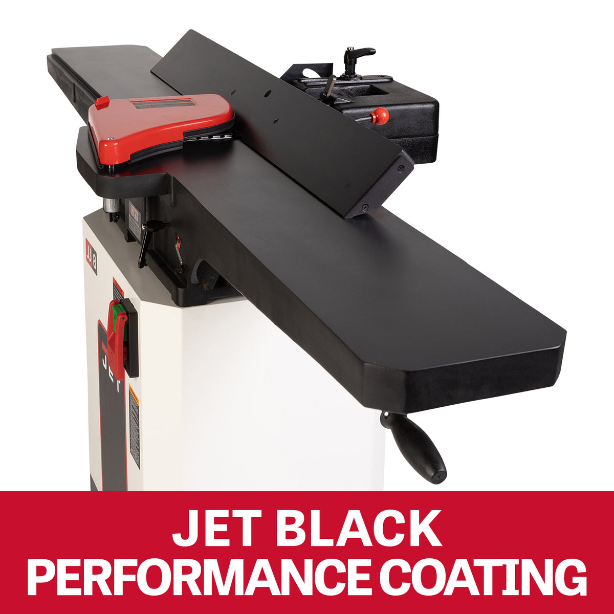 JET Tools 8in Black Jointer with Cabinet Stand Helical Cutterhead