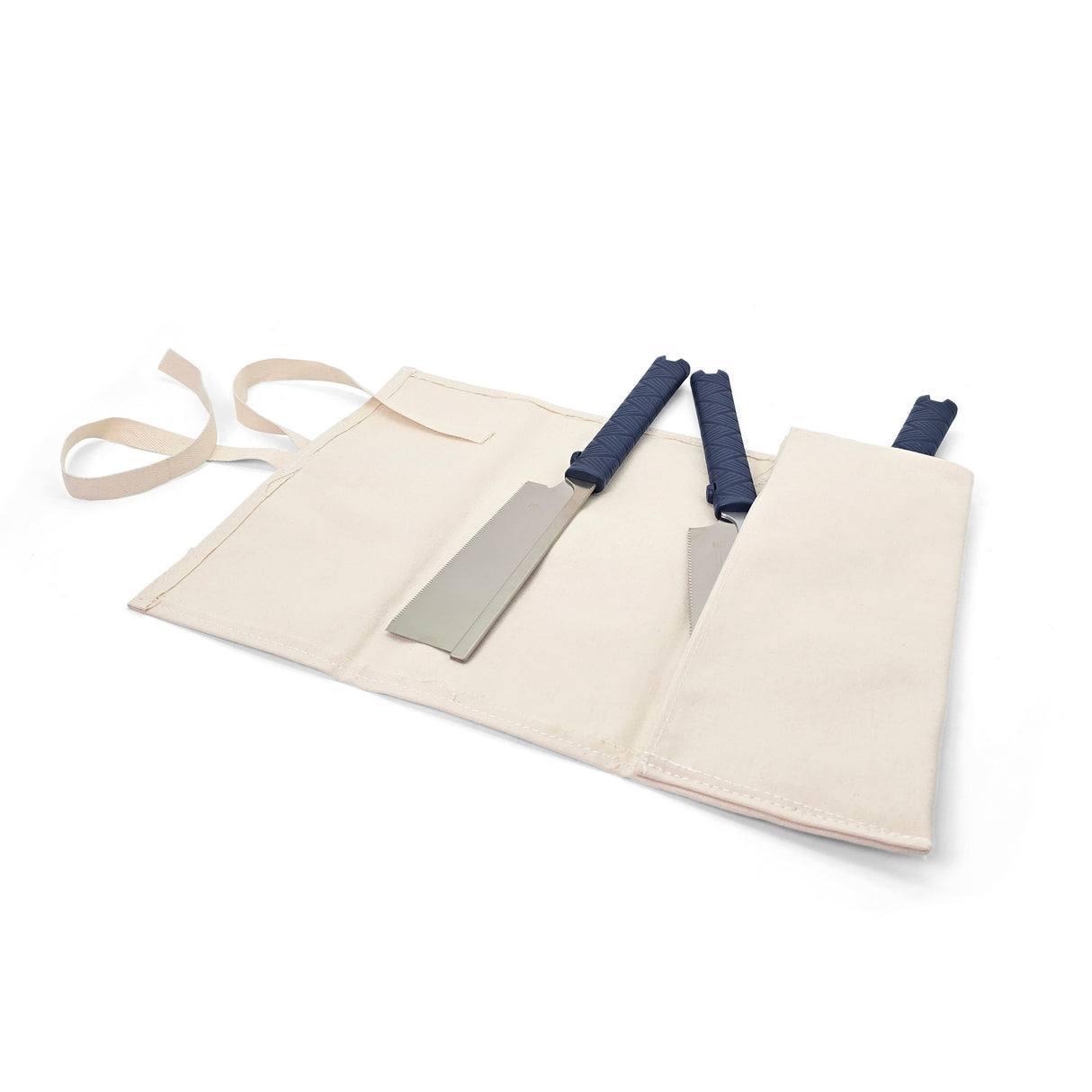 Gyokucho Small Japanese Saw Roll Canvas 350x140mm 5 Compartments in use