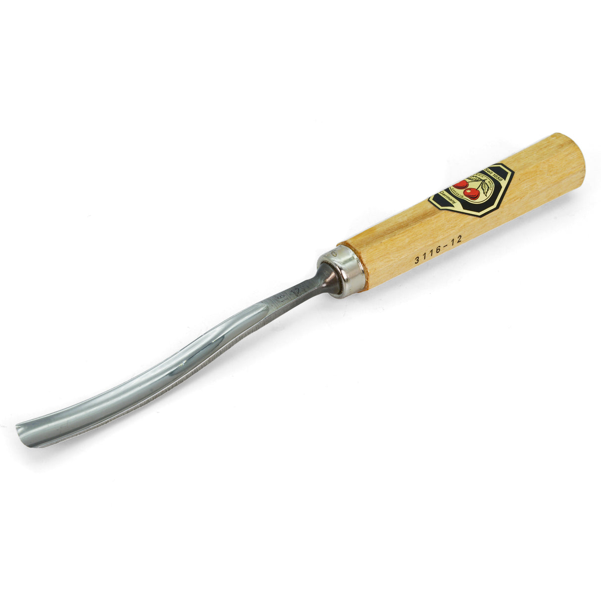 Kirschen Two Cherries Carving Tool Long Blade #7 Long Bent Gouge 12mm front