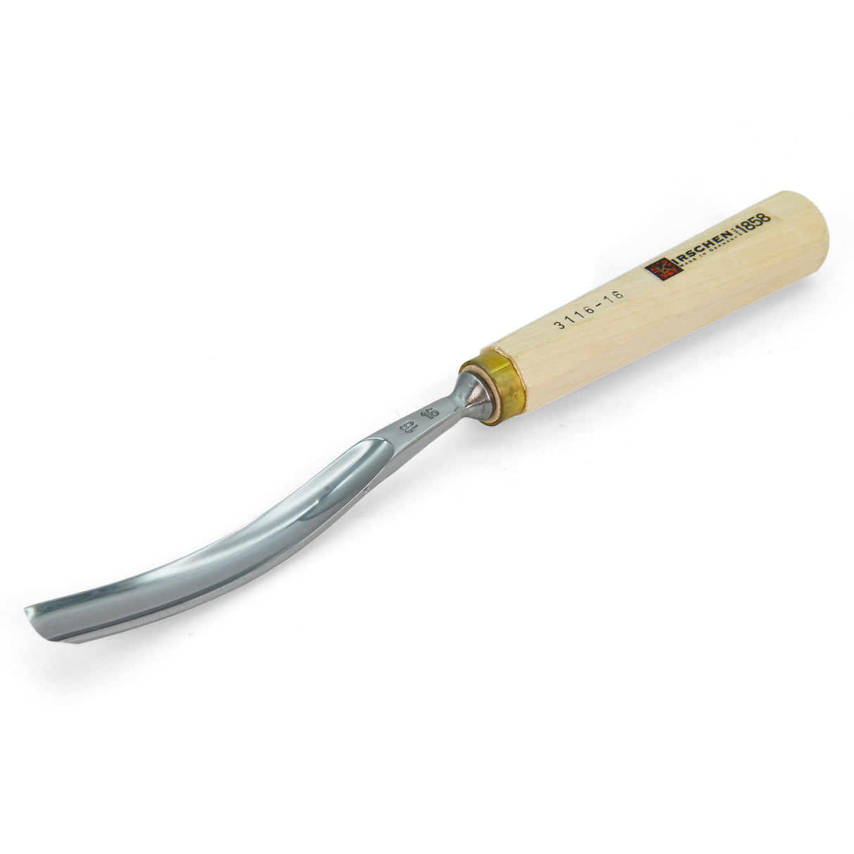 Kirschen Two Cherries Carving Tool Long Blade #7 Long Bent Gouge 16mm front