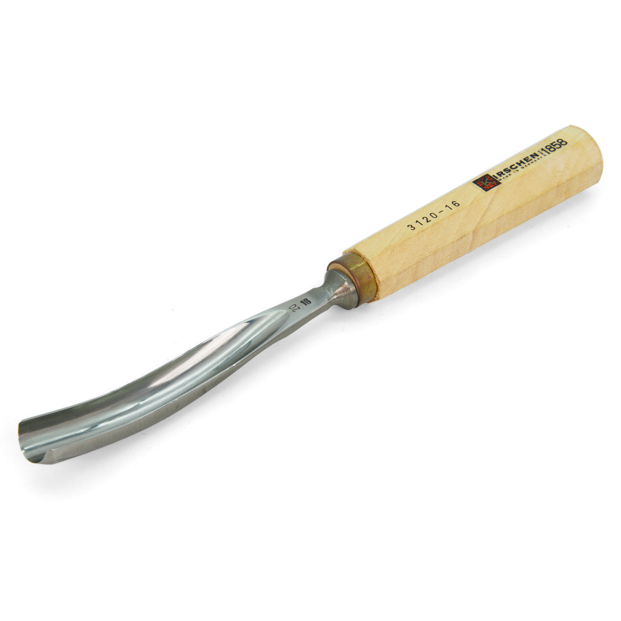 Kirschen Two Cherries Carving Tool Long Blade #11 Long Bent Gouge 16mm front