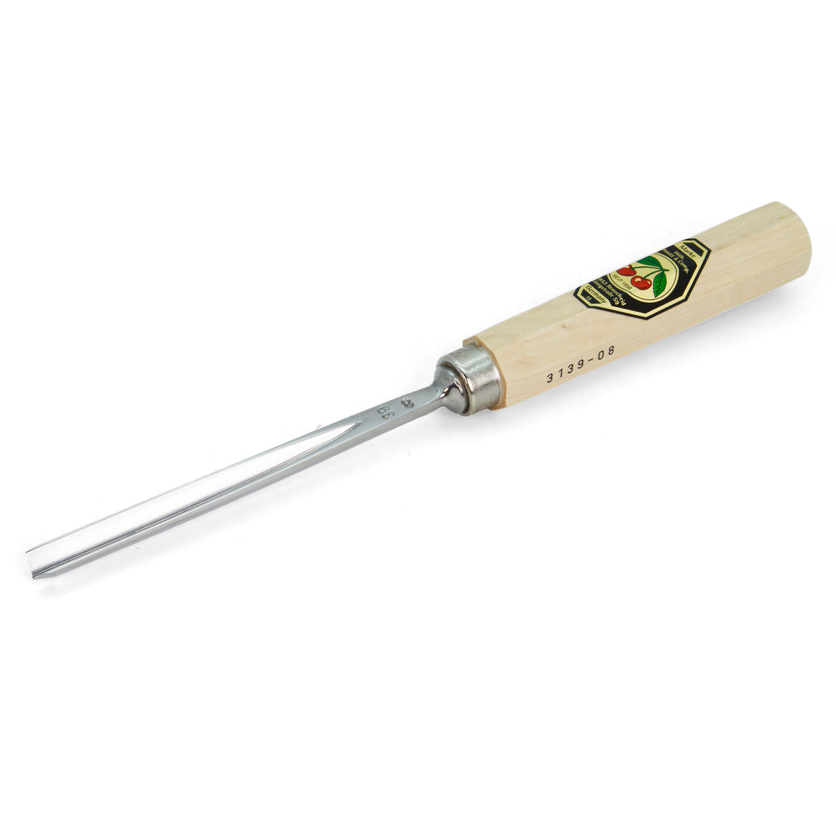 Kirschen Two Cherries Carving Tool #39 Straight V-Chisel 75 degrees 8mm front