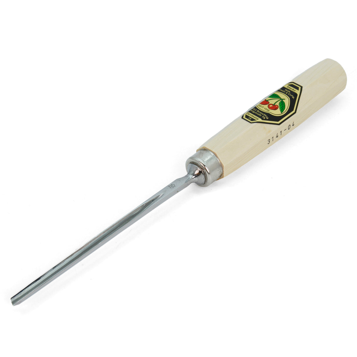 Kirschen Two Cherries Carving Tool #41 Straight V-Chisel 60 degrees 4mm front