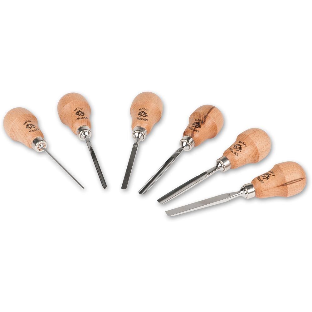 Kirschen Two Cherries Set of 6 Wood Carving Tools Pear Handles