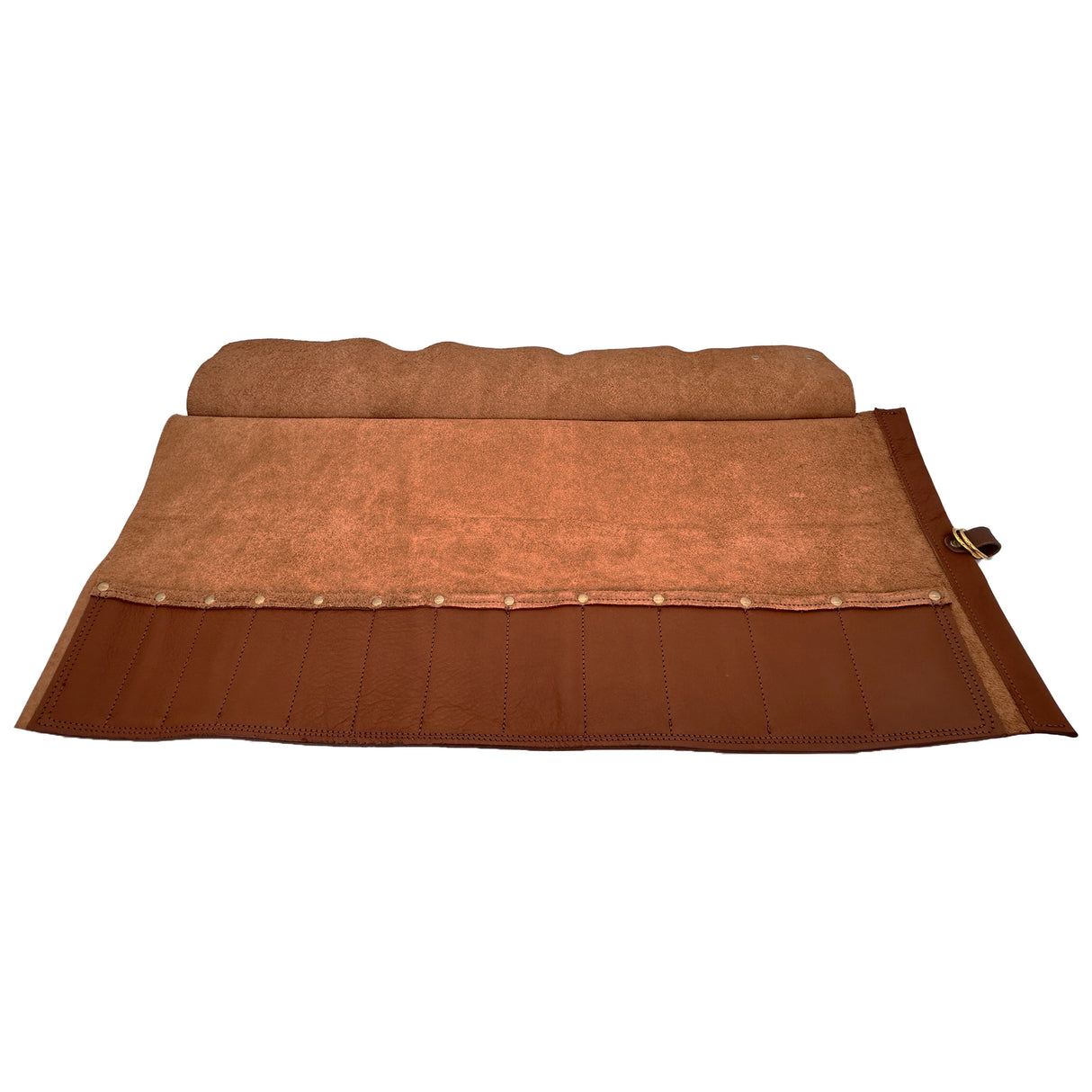 En Mina 12 Pocket Leather Chisel Roll Tan