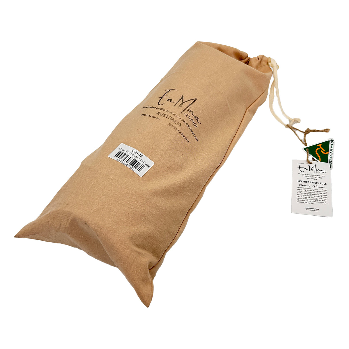 En Mina 12 Pocket Leather Chisel Roll Tan