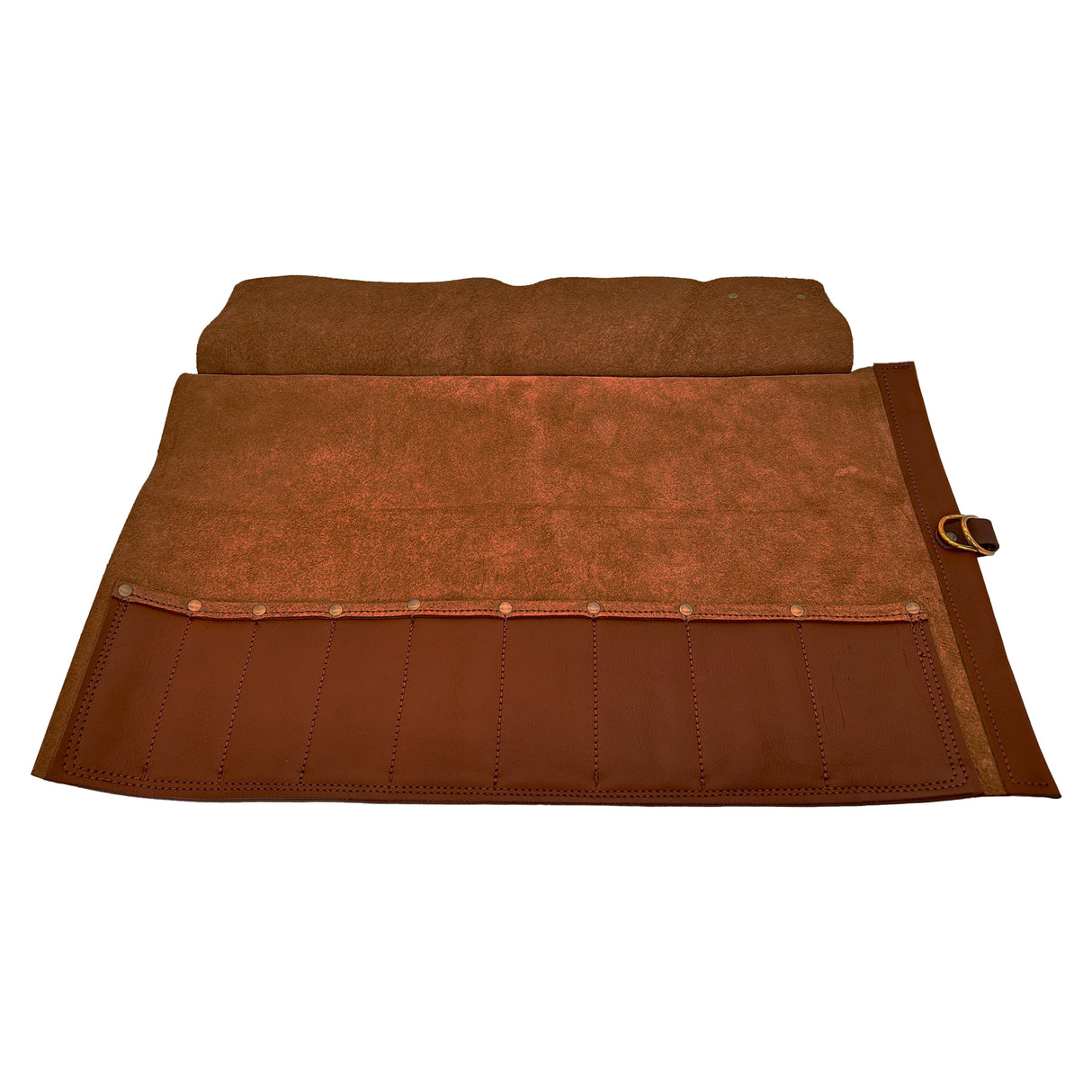 En Mina 9 Pocket Leather Chisel Roll Tan