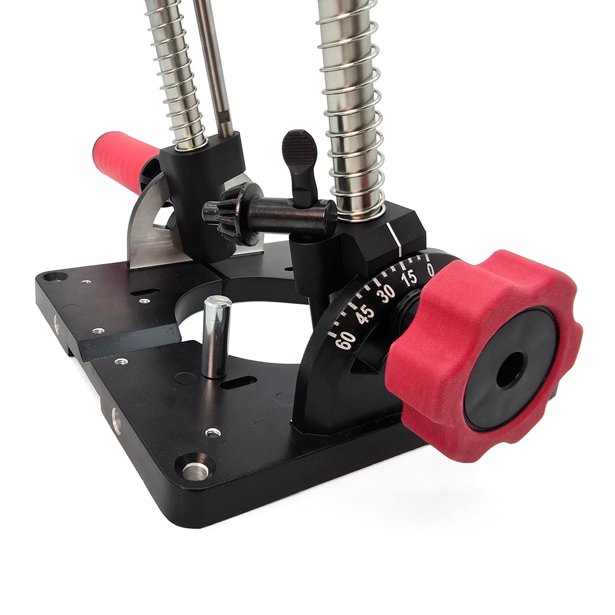 Milescraft DrillMatePRO Portable Drill Guide showing upgraded design and versatility