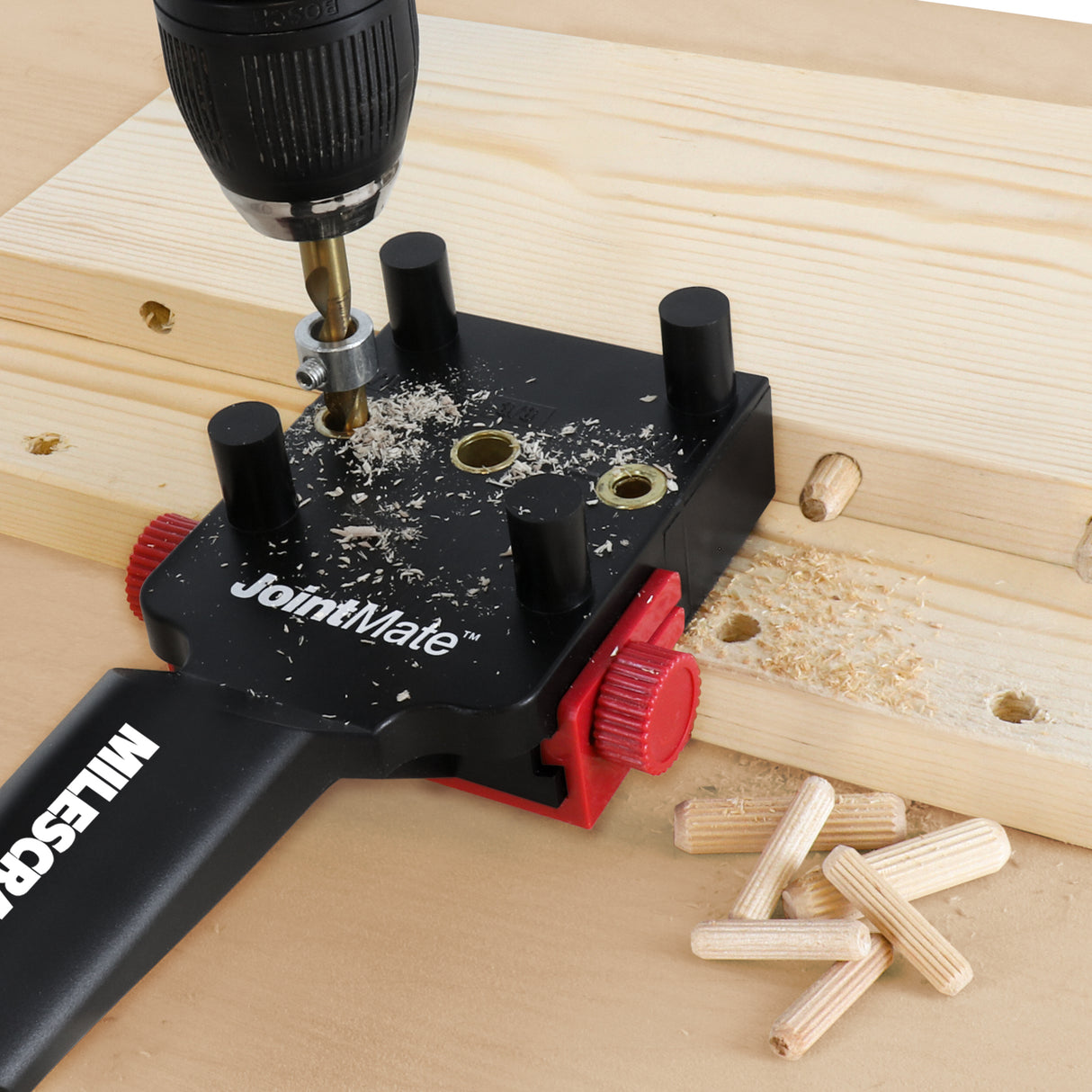 Milescraft Dowelling Jig Kit Self-Centering Metric Dowel Set