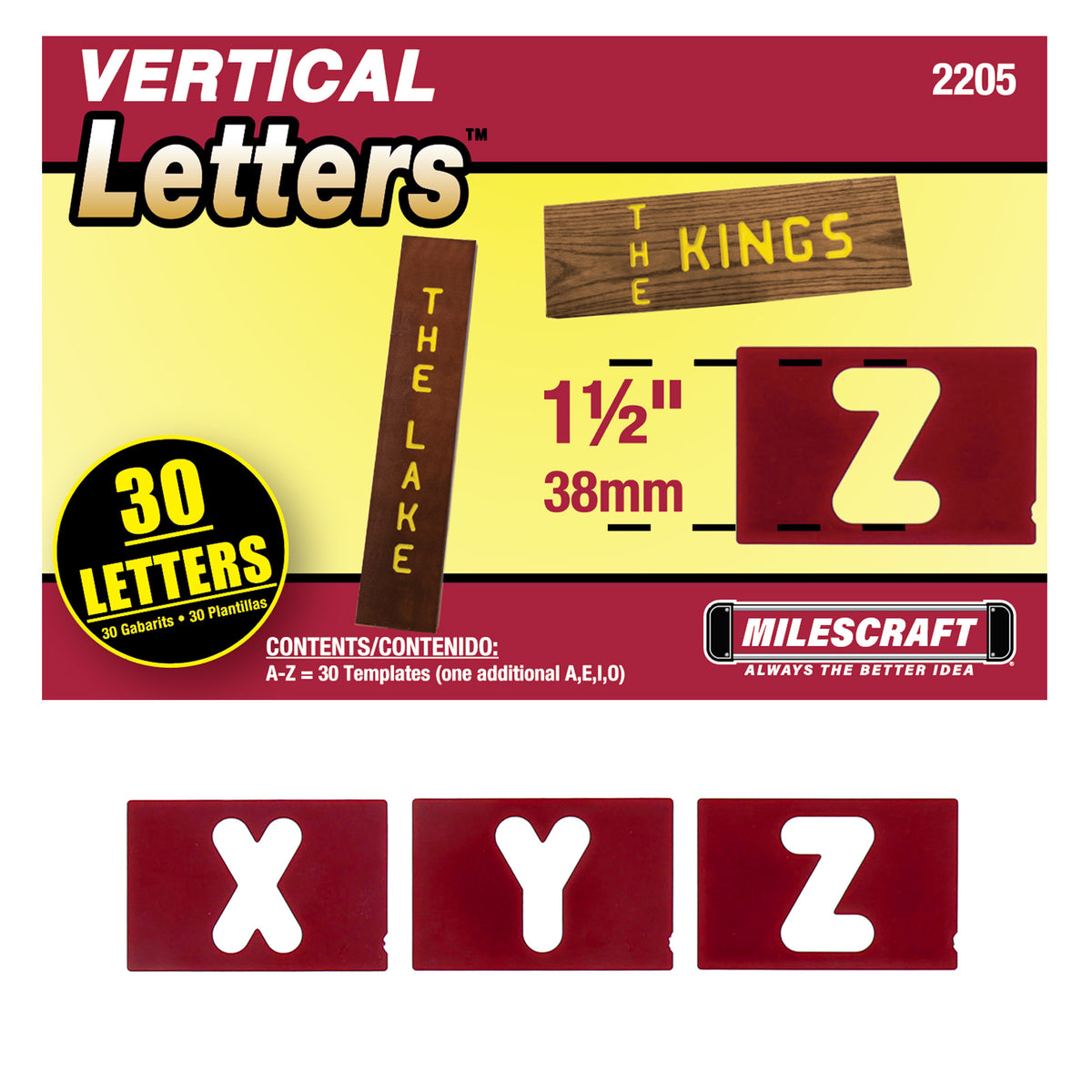 Milescraft 1 1/2in Vertical Letters Signmaking Router Template Set