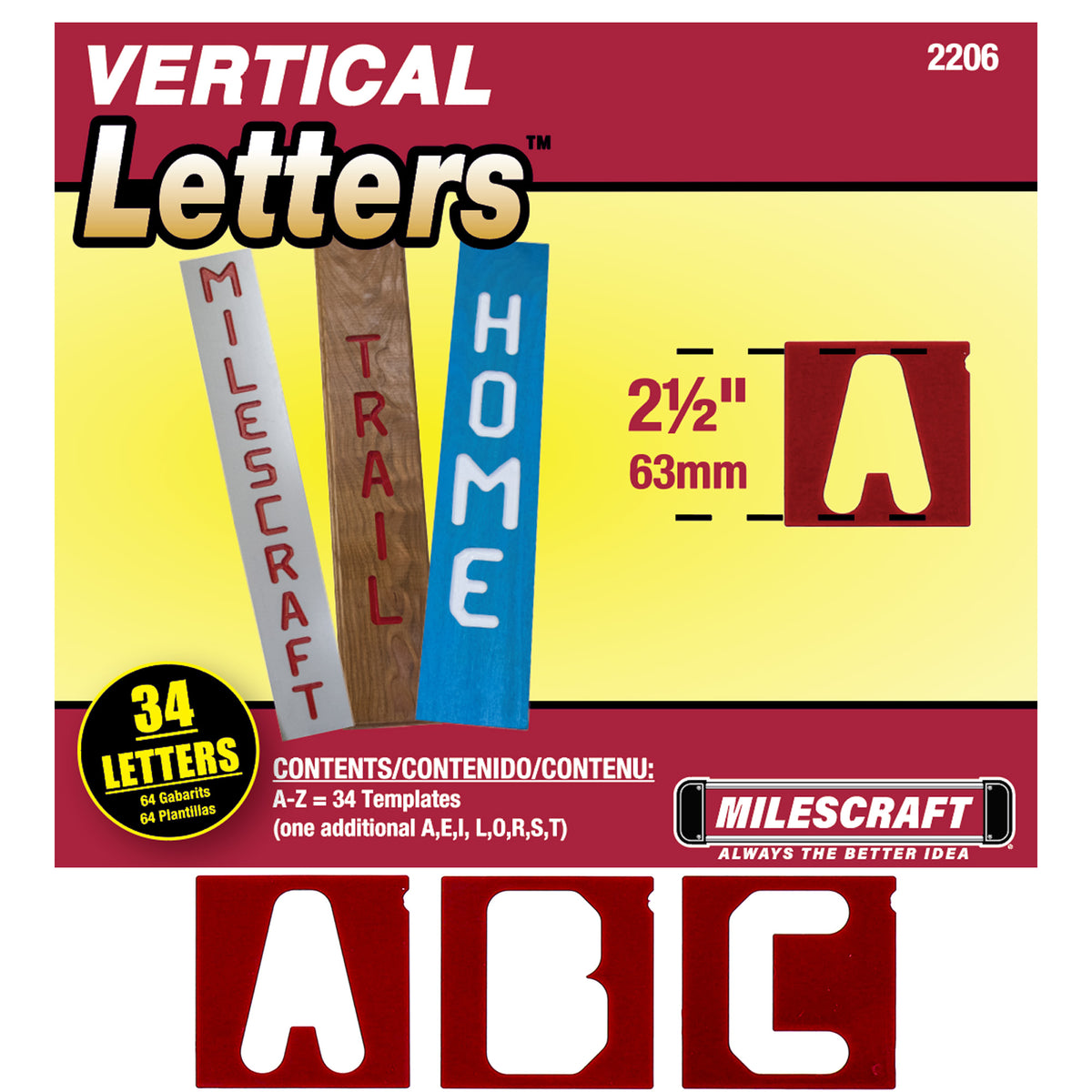 Milescraft 2 1/2in Vertical Letters Signmaking Router Template Set