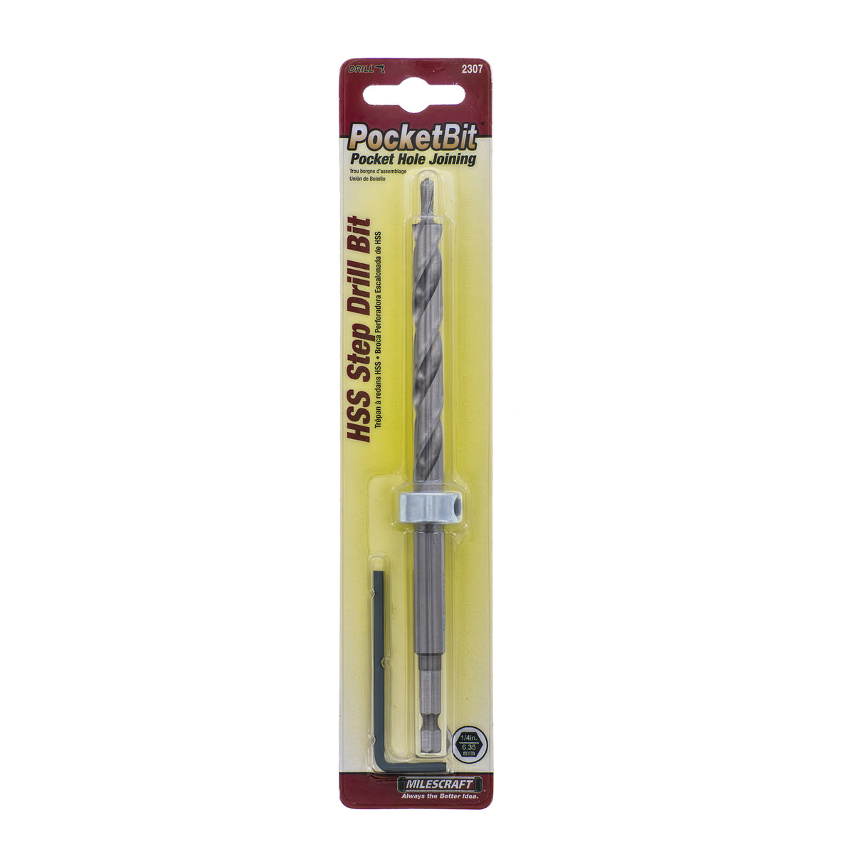 Milescraft PocketBit Pocket Hole Stepped Drill Bit and Stop Collar