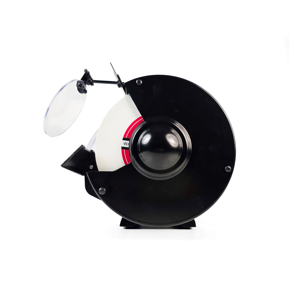 Sherwood 8in Slow Speed Bench Grinder 1400RPM 1/2HP Motor, angled view showing precise tool sharpening capabilities