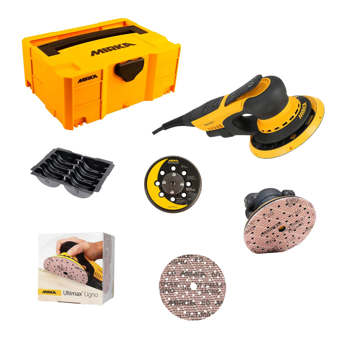 Mirka DEROS II Bundle with Systainer, Abrasives & Noise Cancelling Headphones