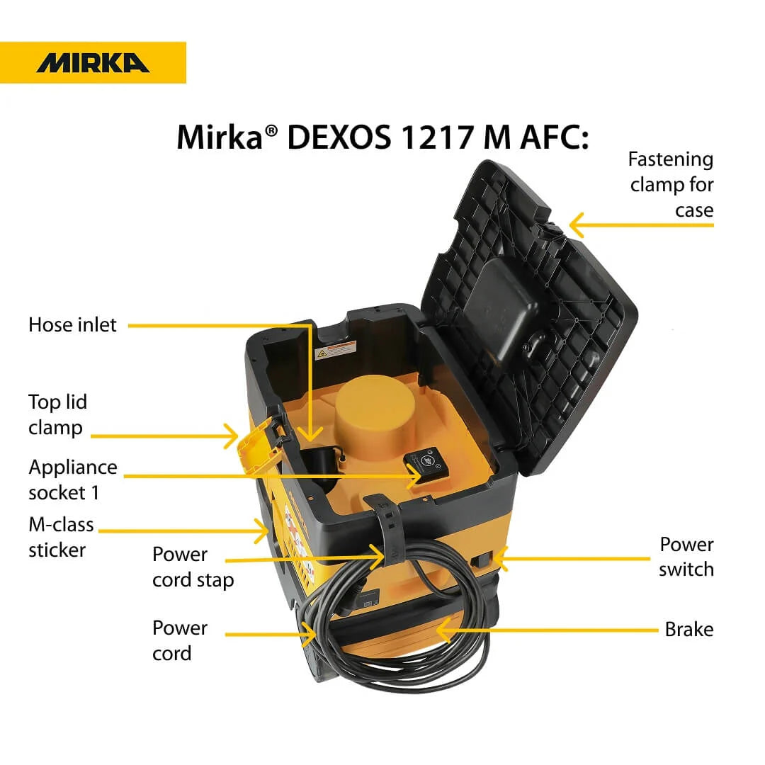 Mirka DEXOS 1217 M Class AFC Dust Extractor with 4m Hose Plus Clean-Up Kit