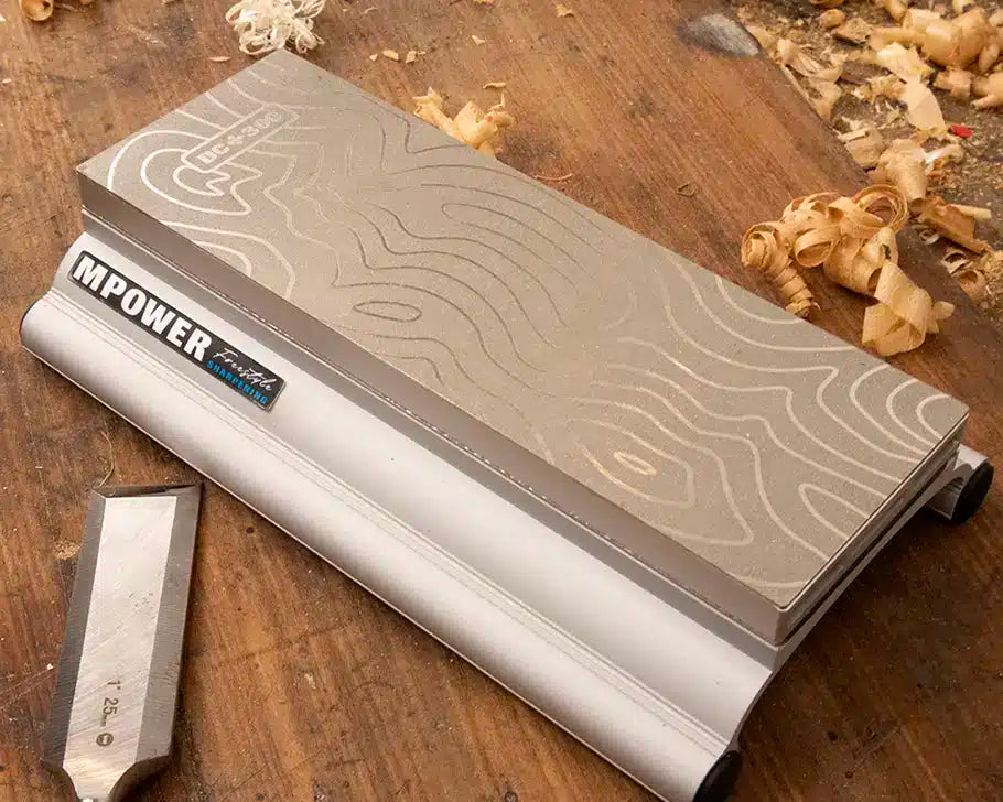 MPOWER SB1 600/1200 Grit Sharpening Stone Set 8in Double Sided Diamond Whetstone angled view