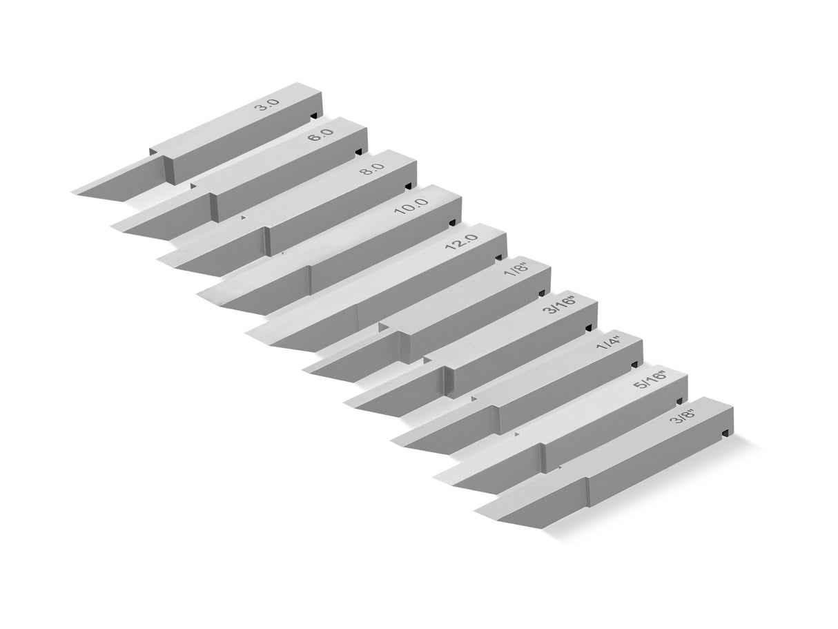 Melbourne Tool Company Set of 10 Metric & Imperial Blades for Large Router Hand Plane in Australian wood shop setting