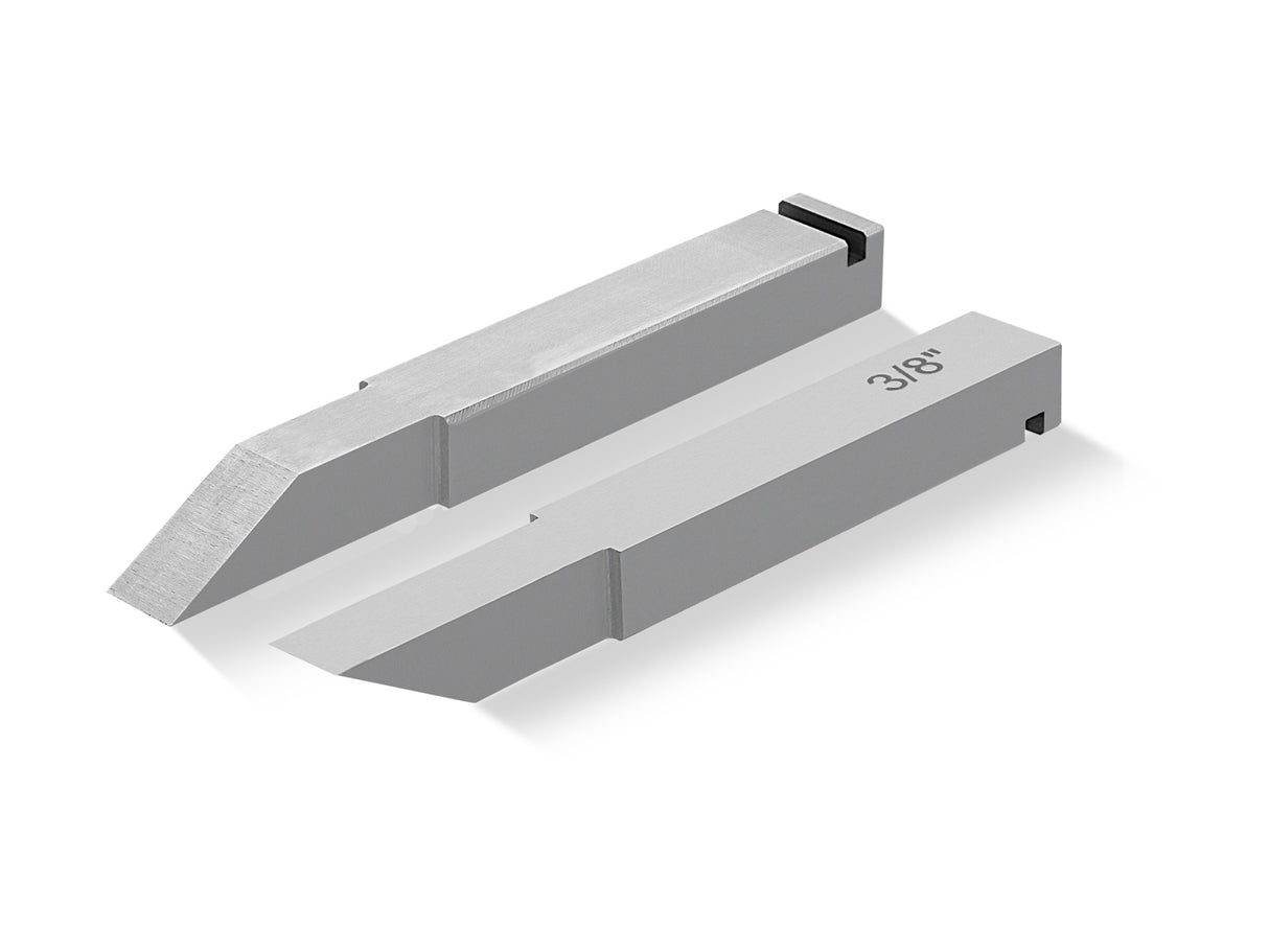 Melbourne Tool Company Set of 10 Metric & Imperial Blades for Large Router Hand Plane, angled close-up