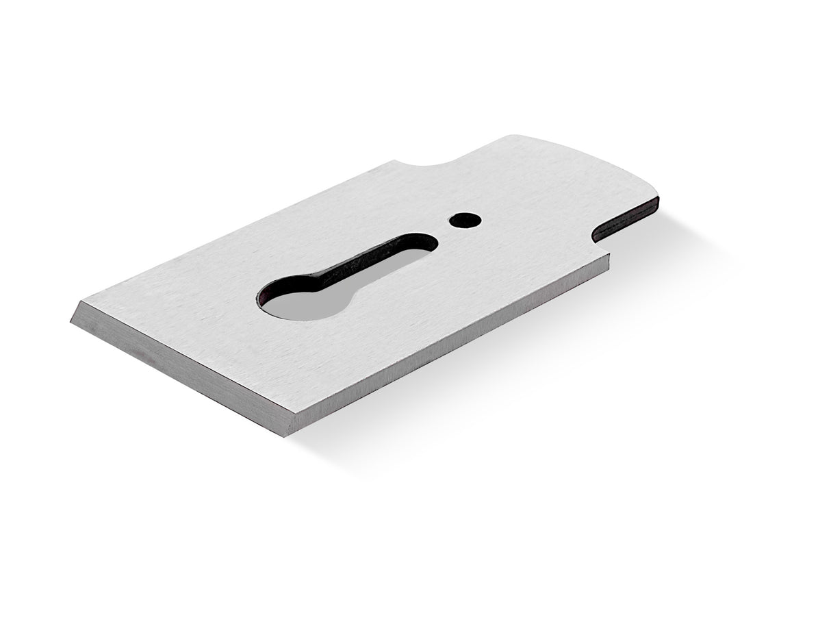 Melbourne Tool Company Blade for Low Angle Smoothing Hand Plane with 50° Bevel - Installed blade with bevel facing upwards